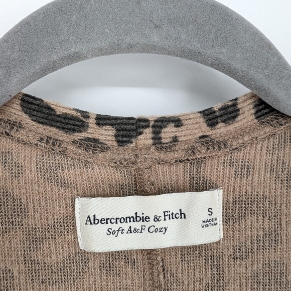 Abercrombie & Fitch Leopard Print Long Ribbed Duster Cardigan Sweater Soft Cozy - Picture 6 of 7